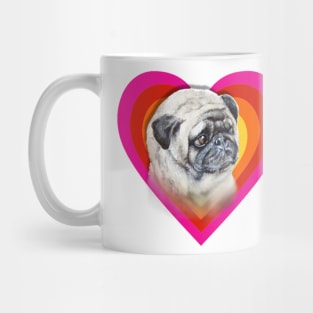 Rainbow super cute pug on a heart Mug